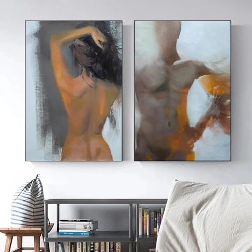 Sexy Männer und Frauen Porträt Poster und Drucke Moderne Figur Kunst Leinwand Malerei Wandkunst Bilder Home Bar Zimmer Dekor 80x160cmx2 Rahmenlos