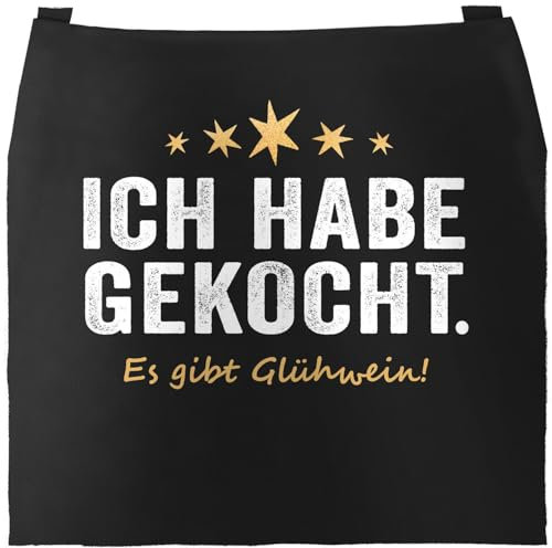 MoonWorks® Kochschürze für Herren Spruch Lustig es gibt Glühwein Geschenk für Männer Baumwollschürze schwarz Herren