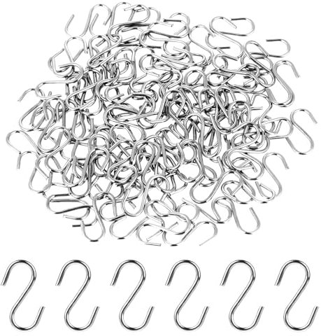 Bewudy 100 ganchos en S pequeños, 14 mm Mini S, pequeños conectores de metal, ganchos de alambre en forma de S, para manualidades, joyas, llaveros, etiquetas para colgar (negro)