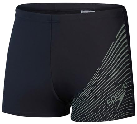 Speedo Medley Badehose Herren chlorbeständig, Farbe:Black-Green, Größe:7