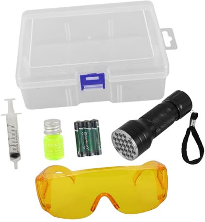 CLISPEED 1ensemble Kit De Détection De Fuite Climatisation Outils De Test Avec Lampe De Poche Et Lunettes Protectrices Compatible Avec Différents Modèles De Voitures