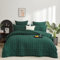 Gezu Seersucker Housse de Couette 220x240cm Vert Gaufré Carreaux Structuré Parure de lit 2 Personnes Adulte Set de Housse Couette en Doux Microfibre avec 2 Taie d'oreiller 65x65 avec Fermeture Éclair
