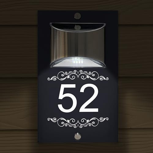 Custom Signs Solar Illuminated Modern Anthracite Grey House Number Sign 24cm x 14.5cm Decorative Ornaments Design
