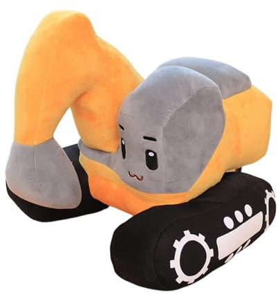 Gefüllter Bagger-10-Zoll-Plüsch-Baufahrzeugspielzeug, weicher Cartoon Bagger Kissen | Kuschelbagger, langlebig maschinenförmige gefüllte gefüllte Spielzeug, Kin