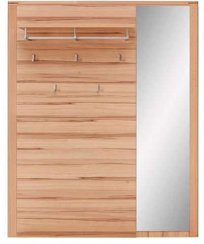 Generisch Garderobenpaneel - 120 x 157 cm - Kernbuche teilmassiv - 5 Haken - mit Hutablage und Spiegel