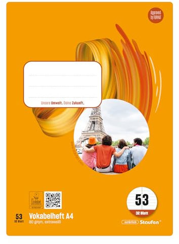 Staufen Style Vokabelheft - 5 Hefte je 32 Blatt, DIN A4, Lineatur 53 (Vokabel mit Mittellinien), 80 g/m² Papier