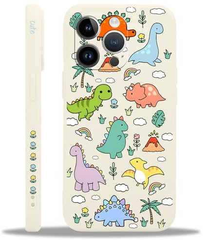 Yoedge Handyhülle für iPhone 15 Pro Hülle, Aesthetic Anime Blau Muster Dinosaurier Design Mädchen Frauen Cover, Dünn Weich Silikon Stoßfest Case Kratzfest Schutzhülle für iPhone 15Pro 6,1, Clouds
