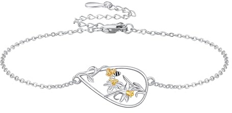 DAYLINLOVE Blume Armband 925er Sterling Silber Narzisse/Tulpe Armband Blum Schmuck Geschenke für Damen Mädchen Mama
