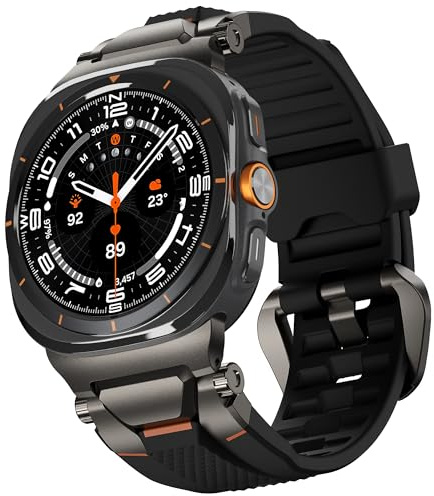 ULTIMAL Strap Compatible with Samsung Watch Ultra 2/1 47mm (2026/2025/2024), Rugged Premium TPU & Metal Band for Galaxy Watch Ultra Strap 47mm (Black+Grey)