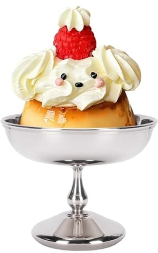 Buachois Coppa da Dessert in Acciaio Inossidabile con Piede Rotondo, Ciotola per Gelato Yogurt Snack e Insalata, Tazza Multiuso per Frutta e Caramelle, Ideale per Casa e Cucina(2401-4)
