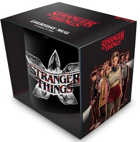 Stranger Things (Demogorgon Logo Black Mug, 315ml / 11oz Ceramic Cup, Official Netflix Licensed Merchandise, Premium Drinkware Gift for Fans & Collectors
