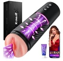 Kismloit Sucking Male Masturbator AI Sync Sex Toys for Men, Pocket Pussy | 10 Automatic Suction & 10 Full Coverage Vibrating Adult Mens Sex Toy, Ultra Realistic 3D Tunnel Tight Wrapping & Soft Fit