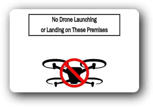 No Drone Launching or Landing Prohibition sign – 14.0x9.0cm Brushed Aluminium
