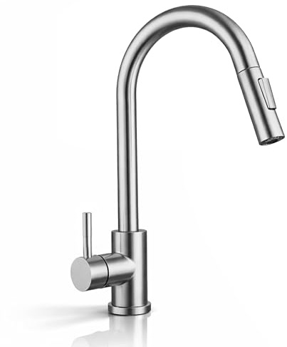 Grifo Cocina Extraible 360° Acero Inoxidable 304 – 2 Modos de Rociador, Manguera Extensible, Instalación Fácil, Compatible Estándar, Agua Fría y Caliente – Grifos Cocina Fregadero Moderno