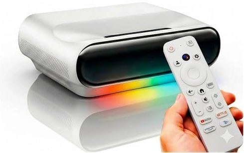 Proyector Láser UST 4K Ultra Corta Distancia | 1000 ANSI | Tecnología ALPD DLP Láser | HDR | HDMI 2.1 | Google TV Oficial con Netflix | MEMC + Auto Keystone 4D | Pantalla Gigante 150” a 56cm