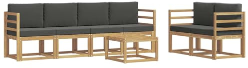 vidaXL Outdoor-Sofagarnitur mit Kissen 7 pcs Weiß und Anthrazit, Moderne Outdoor-Sofagarnitur, robuste Eckcouch, stylisches Gartenmöbel, Akazienholz, Bequeme Sitzplätze