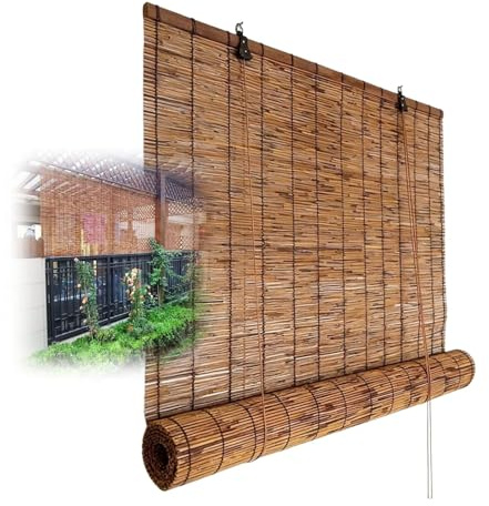 Store À Rouleau en Bambou Naturel, Rideau De Roseau, Store Enrouleur Bambou 55x90cm 120x180cm 160x300cm Store Venitien pour Jardin Patio Galerie Balcon(W47xH126IN(120x320CM))