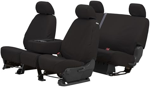 Covercraft - SS3351PCCH Custom-Fit Front Bench SeatSaver Seat Covers - Polycotton Fabric, Charcoal Black
