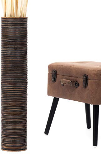 Leewadee Grand Vase A Poser Au Sol pour Branches Décoratives De Pampa, Vase en Bois De Manguier, 70 cm, Marron