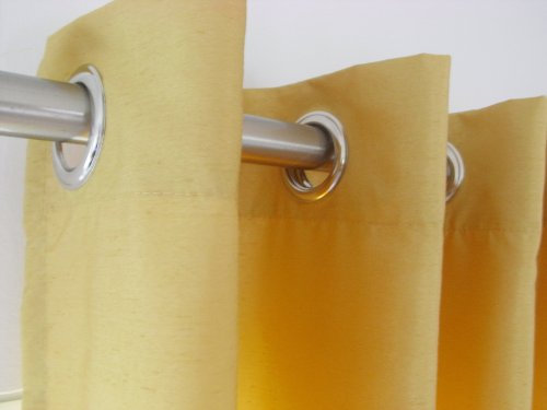 wohnen.com Ösenschals 2 STK. Aura Farbe Gold mit 8 waschbaren, rostfreien Metallösen - eleganter Stoff mit Wildseidenpotik in Uni