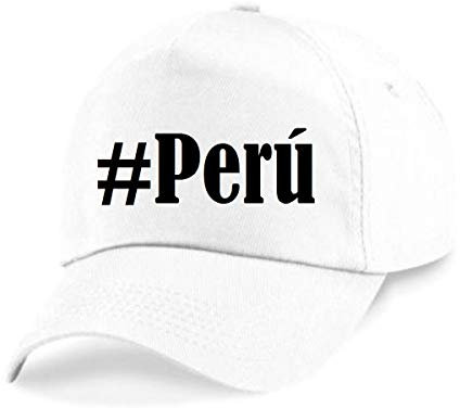 Reifen-Markt Base Cap Hashtag #Perú Größe Uni Farbe Weiss Druck Schwarz