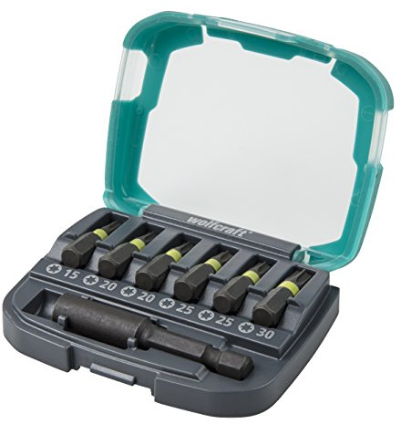 wolfcraft Impact-Bit-Box, TORX® (T 15-30), 7-tlg. I 2969000 I 6 spezialgehärtete Impact-Bits für Schlagbetrieb in verschiedenen Größen, inkl. Bithalter