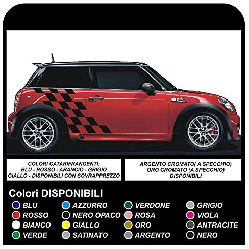 Adesivi AUTO grafica Strisce Vinile Decalcomanie Adesivi scacchi (NERO)