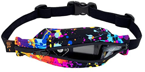SPIbelt, cintura per bambini: cintura con foro per pompa insulinica, dispositivi medici o cuffie. Prodotto ideale per bambini attivi!, Rave with Black Zipper