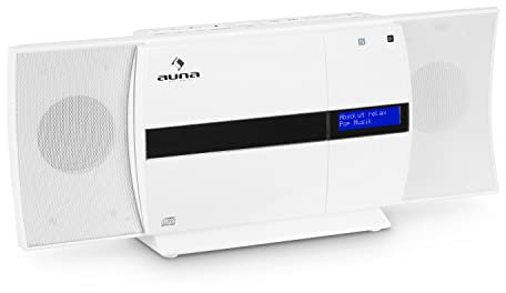 auna V-20 CD Player - Hifi System, Hi-fi Compact Stereo Systems, MP3, DAB + tuner, FM receiver, BT, NFC, USB, Remote control, LED display with time display, AUX input - White