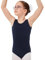 tanzmuster ® Ballettanzug Mädchen ärmellos - Lissy - aus Baumwolle, Ballettbody Kinder Ballett Trikot in marineblau, Größe 140/146