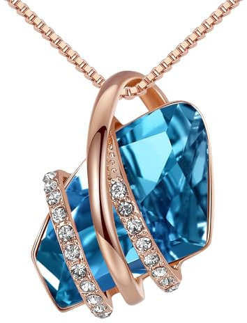 Leafael Wunschstein Halskette Damen, Halsketten für Frauen mit Geburtsstein Kristalle, Schmuck für Frauen mit Geschenk-Box, Allergie-frei Geburtsstein kette damen, Anhänger Silber-Ton oder Rose Gold