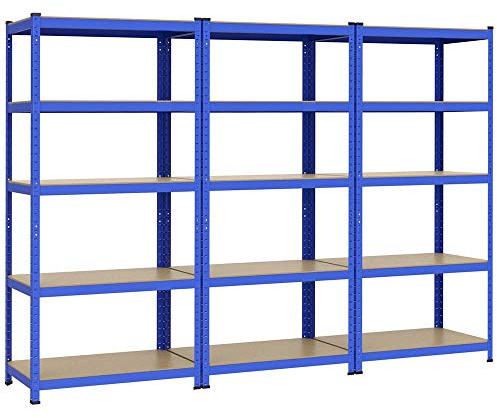 Yaheetech 3X Lagerregal 180 x 90 x 45 cm Schwerlastregal max. 1325 kg belastbar Steckregal pulverbeschichtete Werkstattregal 5 verstellbare Ablagen