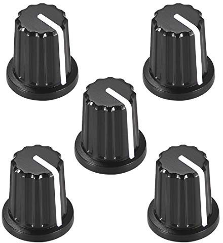 sourcing map 5 Stück 6mm D Typ Potentiometer Knöpfe für E-Gitarre Acryl Lautstärke Ton Knöpfe Schwarz, Weiß