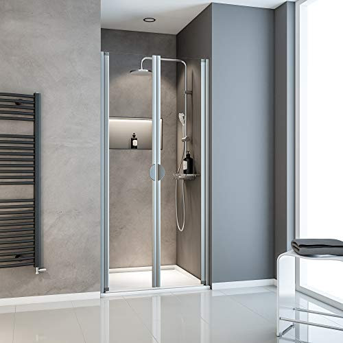 Schulte porte de douche battante en niche 75 x 180 cm, alu-argenté, 2 battants, verre de sécurité transparent 5 mm, plage de réglage 72.5-76.0 cm, largeur d'accès 63 cm