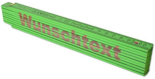TE-Trend 2m Zollstock Gravur Meterstab Metermaß Gliedermaßstab Maßstab Wunschtext Namen Text 20 Zeichen Geschenk Grün