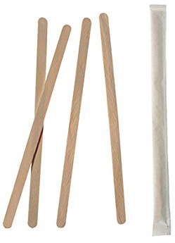 1000 Rührstäbchen, Holz pure 11 cm x 5 mm einzeln gehüllt