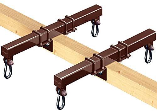 Swurfer 2 Pack Swingset Conversion Brackets- No Tree, No Problem, Convert Your Swingset to a Swurfset, Heavy Duty Horse Glider Bracket for Swing Set Attachment (Brown)