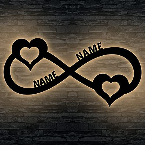 Led Unendlichkeitszeichen personalisiert mit Wunsch Namen - Deko Schlummerlicht Nachtlicht Herz Liebe - geschenke lampe hochzeitsgeschenk liebesgeschenke jahrestag hochzeit LOVE Schild