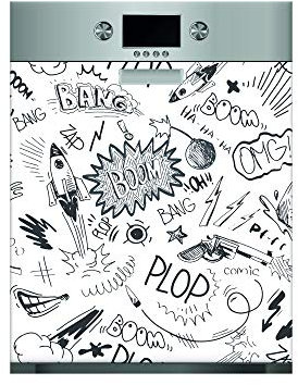 Vinilo para Lavavajillas Cómic | Varias Medidas 70x80cm | Adhesivo Resistente y de Fácil Aplicación | Pegatina Adhesiva Decorativa de Diseño Profesional