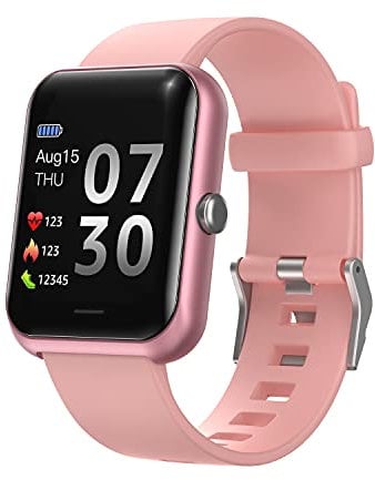 SUPBRO Smartwatch Fitness Armband Tracker Voller Touch Screen Uhr IP68 Wasserdicht Armbanduhr Smart Watch mit Schrittzähler Pulsmesser Stoppuhr für Damen Kinder Sportuhr für iOS Android (Rosa)