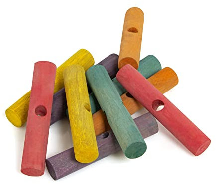 HappyBird | DIY - Bunte Holzstäbe 13 cm | Spielzeug für Vögel zum selber basteln