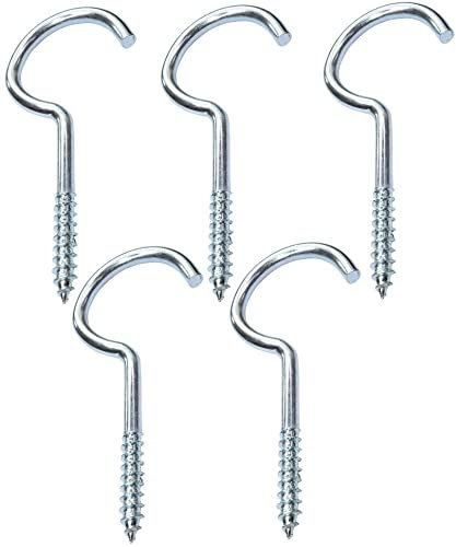 Aerzetix - C47868 - Set di 5 pezzi - gancio a vite in legno - Ø4.2x79mm - acciaio zincato - fai da te - utensili di montaggio/ferramenta