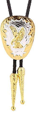 Cnaydingcj Bolotie Für Herren Western Cowboy Leder Krawattenschnur - Luxuriöser Tieradler Mit Goldener Prägung Halskette Halloween-Kostümzubehör, Persönlichkeit Punk Anhänger Neuheit Schmuck Geschenk