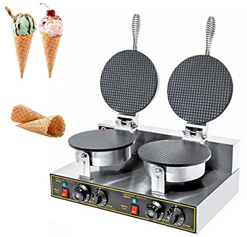 Piastra per Waffle e Cialde per Coni Gelato Commerciale con Controllo della Temperatura, Piastra in Alluminio con Rivestimento Antiaderente, Cono, Grande Superficie di Cottura 210mm,Style3