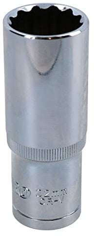 22mm 1/2in Drive Double Deep Long Reach Metric Socket 12 Point Sided Bi-hex