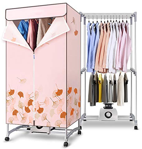 Sèche-Linge électrique Sèche-Linge à air Chaud Portable Armoire 1000W Chauffe-vêtements à 2 Niveaux Séchoir intérieur Minuterie Automatique 180min