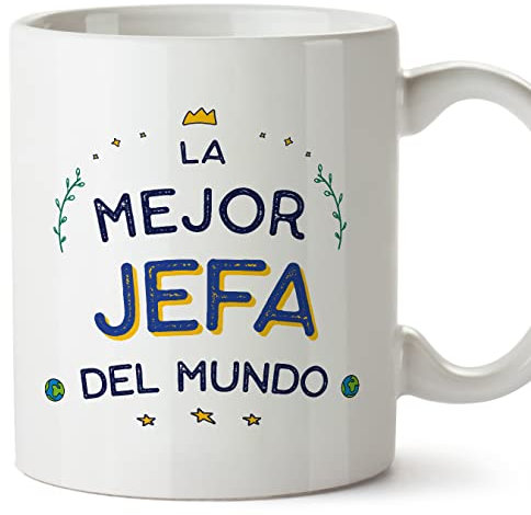 MUGFFINS Tazas para JEFA mujer - En Español - Mejor del Mundo - 11 oz / 330 ml - Regalo original y divertido