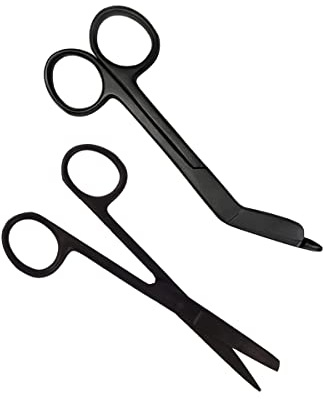 Krankenschwester Scheren Set MIT GRAVUR - Verbandschere Krankenschwester - Krankenschwester Zubehör - Krankenschwester Geschenk - Edelstahl Scharf - Abgerundete Spitze (Mate Schwarz)