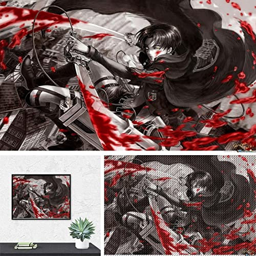 PAWCA 5D Full Diamond Painting Kit,Anime Attack On Titan,DIY Diamond Strass Painting Kits für Erwachsene Stickerei Kunst Home Decor(round drill)-30x40cm