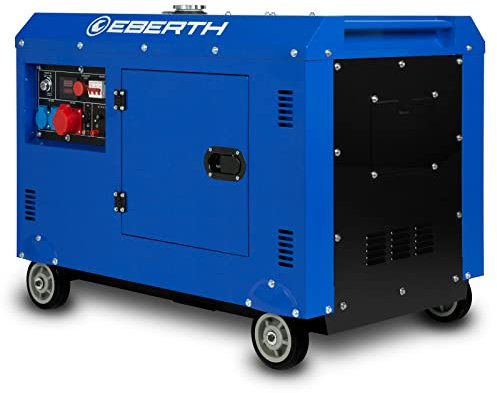 EBERTH 8000 Watt Notstromaggregat Diesel, Stromerzeuger mit 13,9 PS, 4-Takt Dieselmotor, 3-Phasen Stromgenerator mit 1x 400V, 2x 230V, 1x 12V, Automatischer Voltregler AVR, Ölmangelsicherung